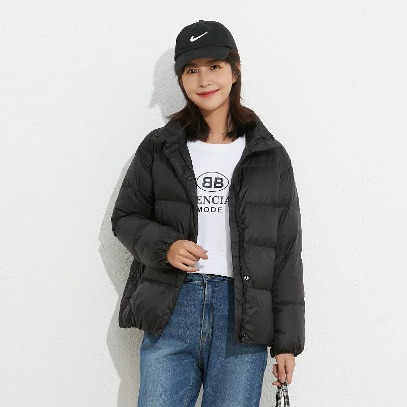 Women Down Jackets New Autumn Winter Stand Collar White Duck Down Thick Warm Coats Female Casual Loose Short Outerwear