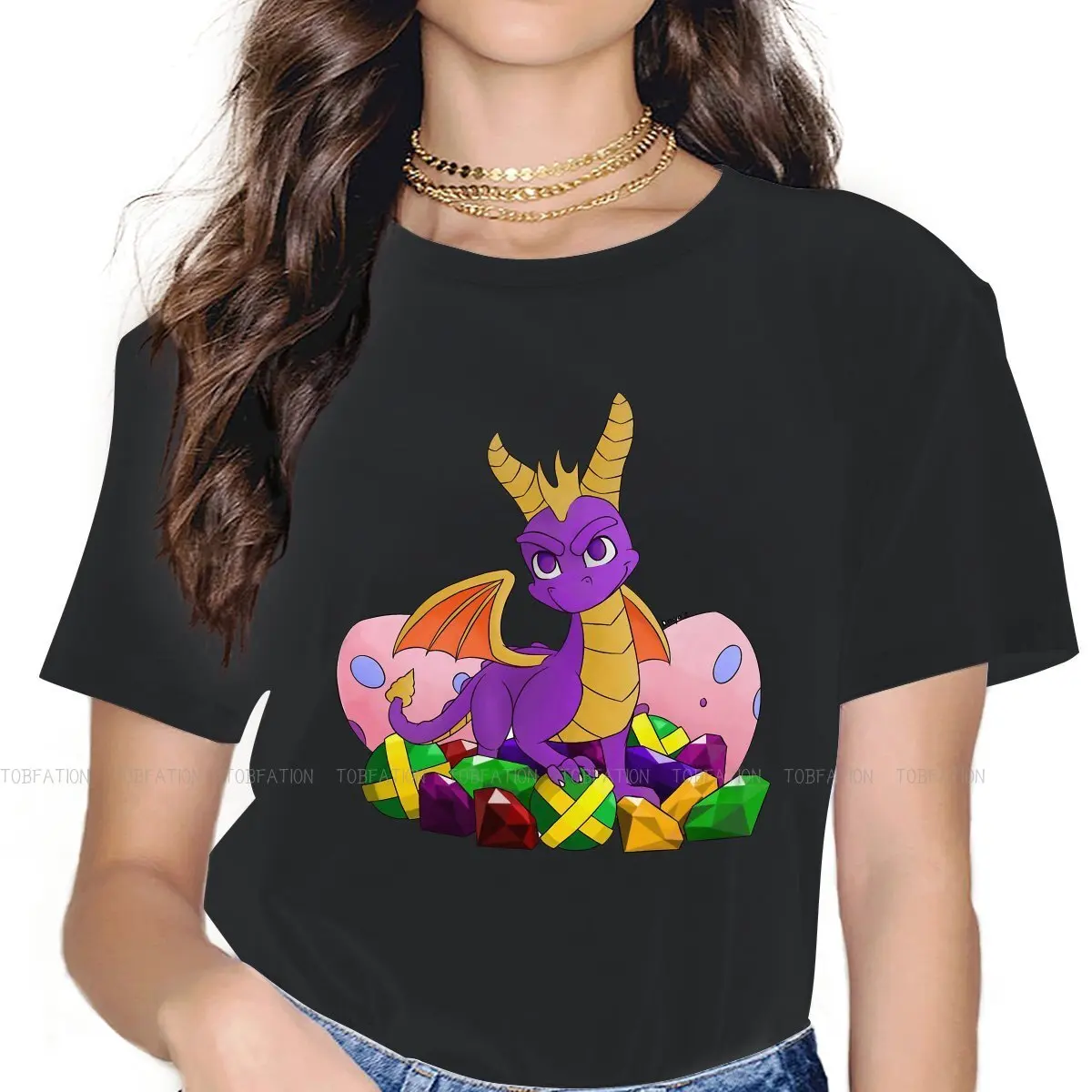 The Collection Women Tshirts Spyro the Dragon Game Gothic Vintage Female Clothing Loose Cotton Graphic Short Sleeve