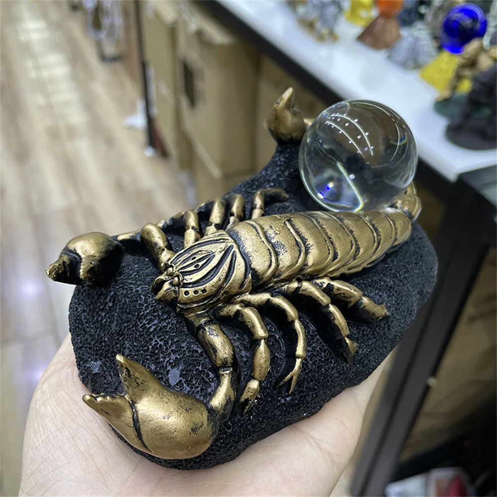 Realistic Scorpion Statue Resin Crafts Crystal Ball Base Sphere Holder Desk Decoration Home Ornament for 3-5cm Sphere