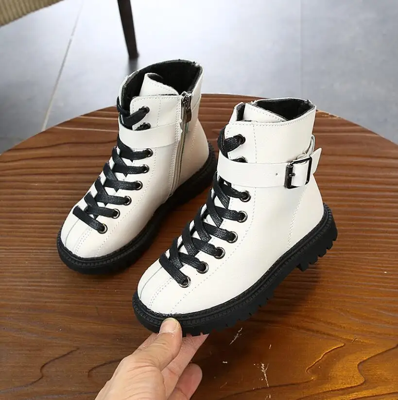 2023 new children\'s casual shoes autumn and winter boots fashion soft leather non-slip girls boots 27-37 sneakers