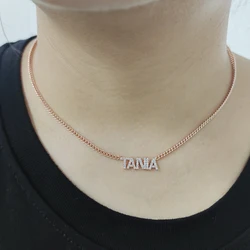 Custom Zircon Necklace, Pave Crystal 6MM Letter Number Necklace,Personalized Name Necklace ,Zircon Letter Pendant Women Jewelry