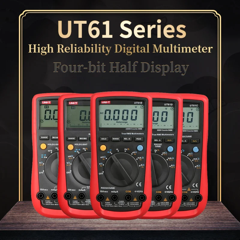 UNI-T UT61A/UT61B/UT61C/UT61D/UT61E Digital Multimeter Data Hold Multimetre+USB Voltage True RMS AC DC Auto Range