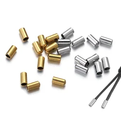 10pcs/lot Stainless Steel end bead caps Leather Cord Clasp Crimp Tips for Necklace Bracelet Connectors Jewelry Making Supplies