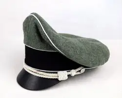 German Field Marshals Generals Officers Crusher Field Visor Hat Cap W White Pipe Silver Chin Cord Sweat Ring Leather