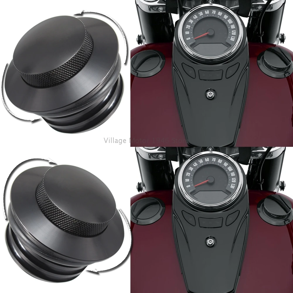 Motorcycle Left Right Aluminum  Screw-In Flush Mount  Pop Up Vented Fuel Tank Gas Cap for Harley Touring Road King Softail Dyna