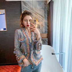 Women Single-breasted Vintage Tweed Woolen Jacket Coat Tassel Short Jackets Outerwear High Quality Spring Autumn Coat