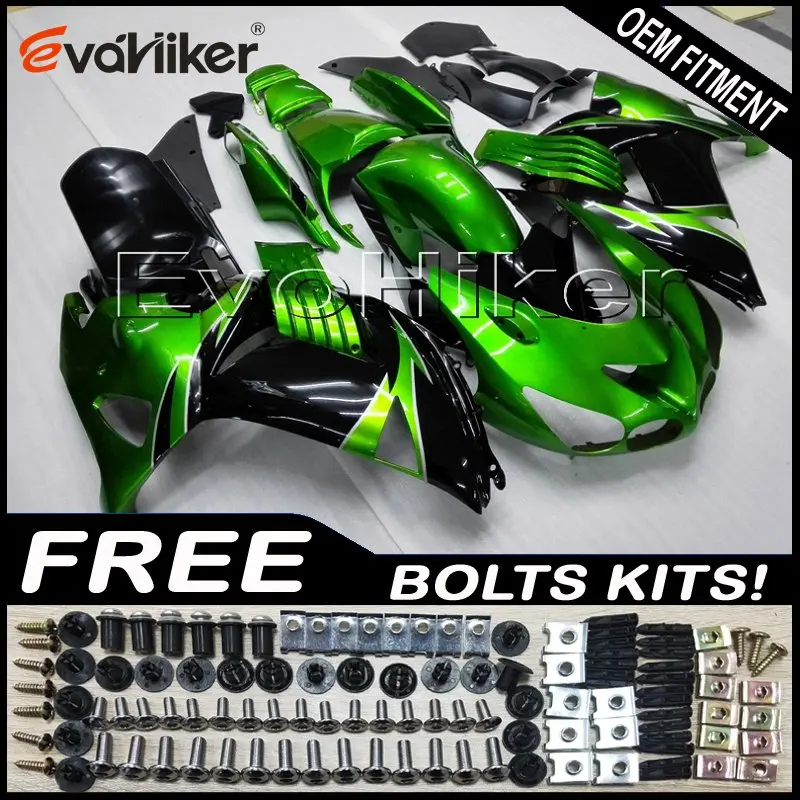 

Custom motorcycle cowl for ZX-14R 2006-2011 green black ZX14R 2012-2016 ABS motor panels Injection mold+gifts