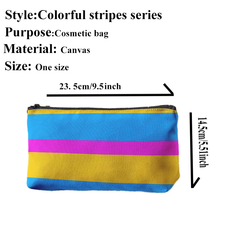 Lovely Rainbow Print Travel Portable Women Makeup Bag High Capacity Toiletries Organizer Cosmetic Cases Zipper Wash Beauty Pouch