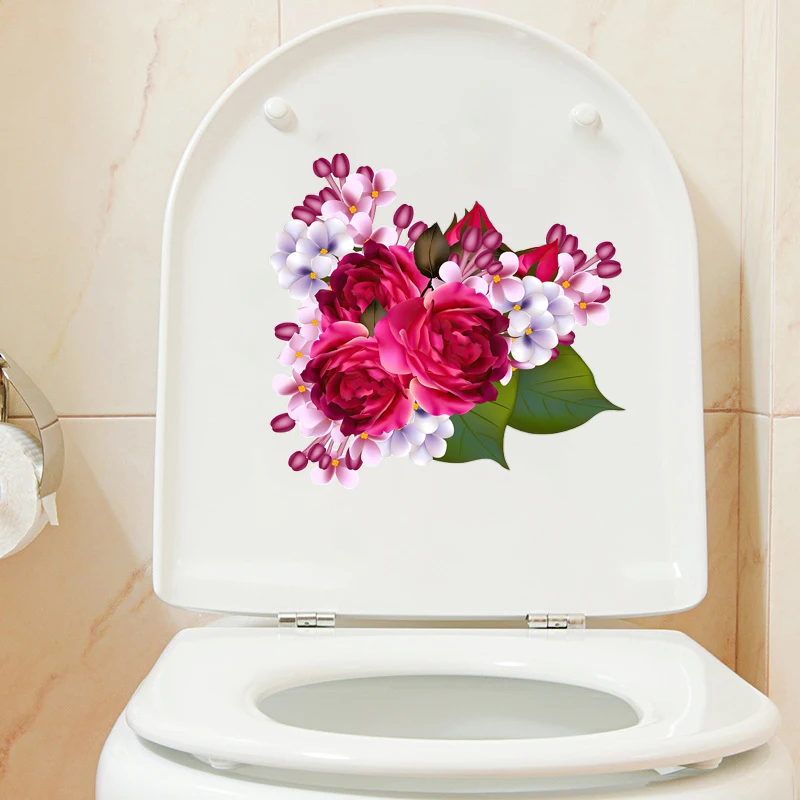 QCF47gorgeous Bouquet Home Decoration Decal Refrigerator Decorative Toilet Decal