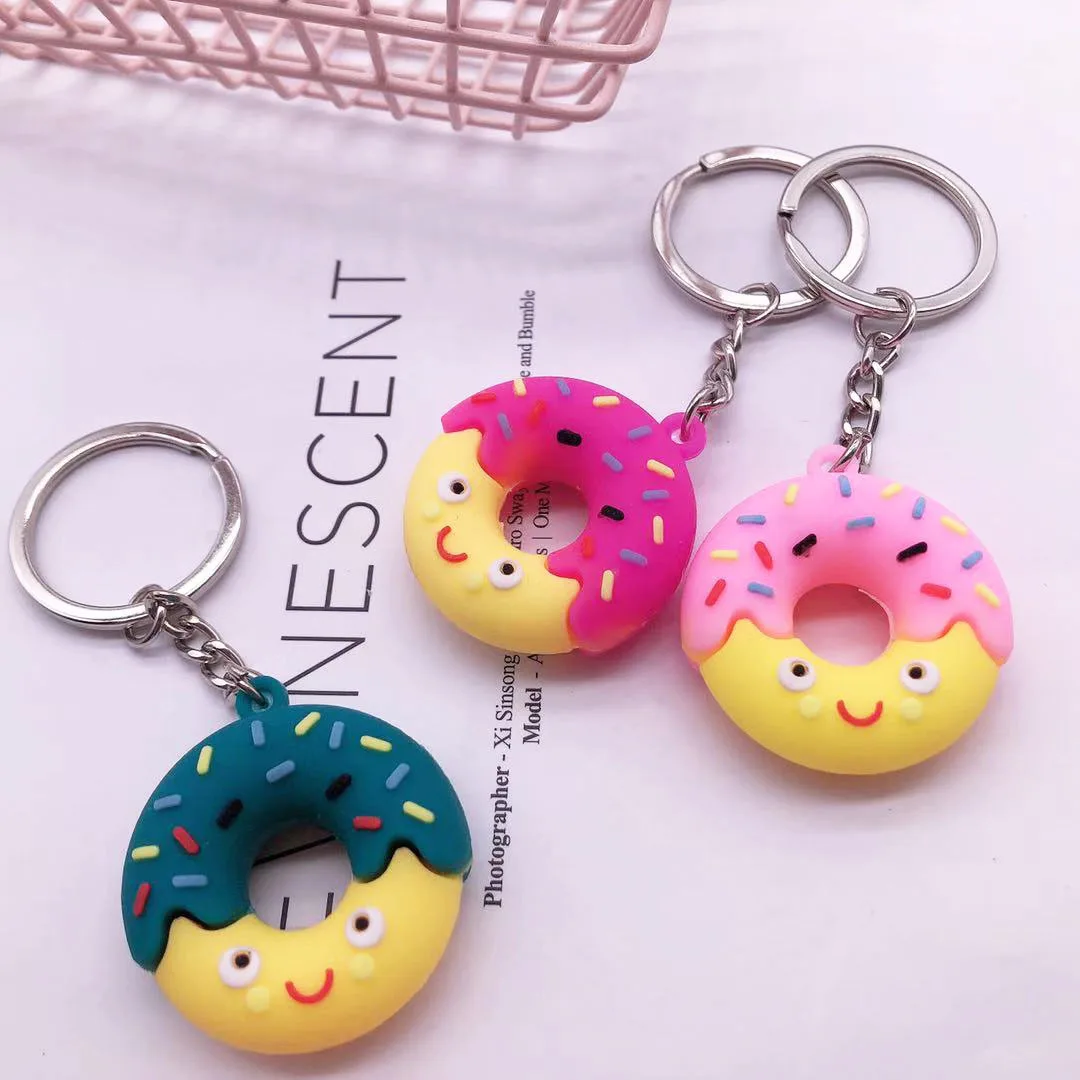 Cartoon Donut Keychain Food Dessert Children Keychain Schoolbag Backpack Key Chain Doll Pendant Jewelry Accessories