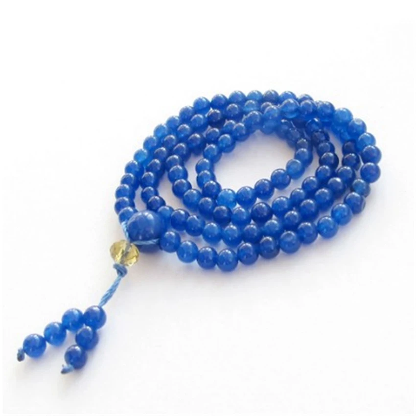 

6mm Blue Jade 108 Beads Mala Bracelet Meditation Charm Accessories Wristband Lucky Pray Bless Chakas Handmade Cheaply Wrist Bead