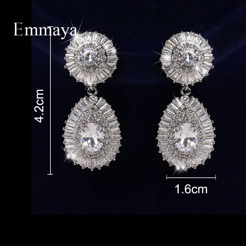 Emmaya New Fashion White Earring Waterdrop Shape With High Quality Zirconia For Women Elegant Jewelry In Banquet Fancy Dress-up