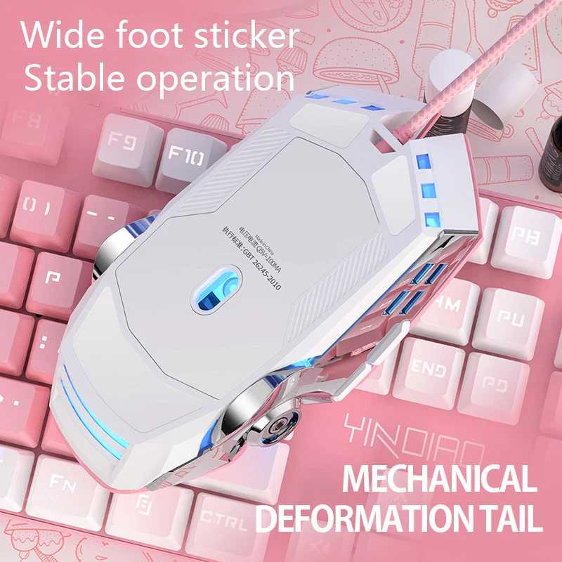 UTHAI DB62 2020 Pink Mouse Game Dedicated Wired Girl Cute Mechanical Game Macro Mute Mute Office Mouse PC Desktop Game