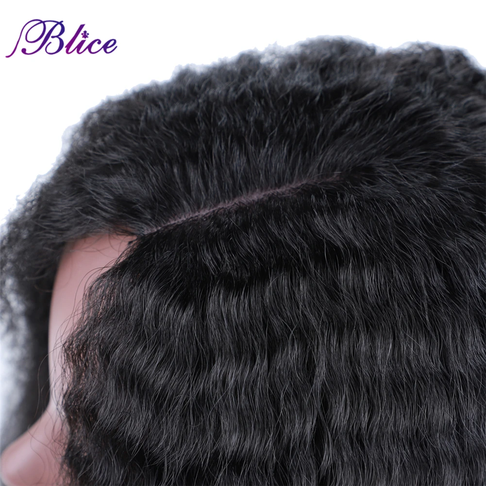 Blice Synthetic Hair Yaki Straight Wig With Natural Hair Line 18 Inch Afro Hair Women Wigs Kanekalon Fiber Medium Length Wig