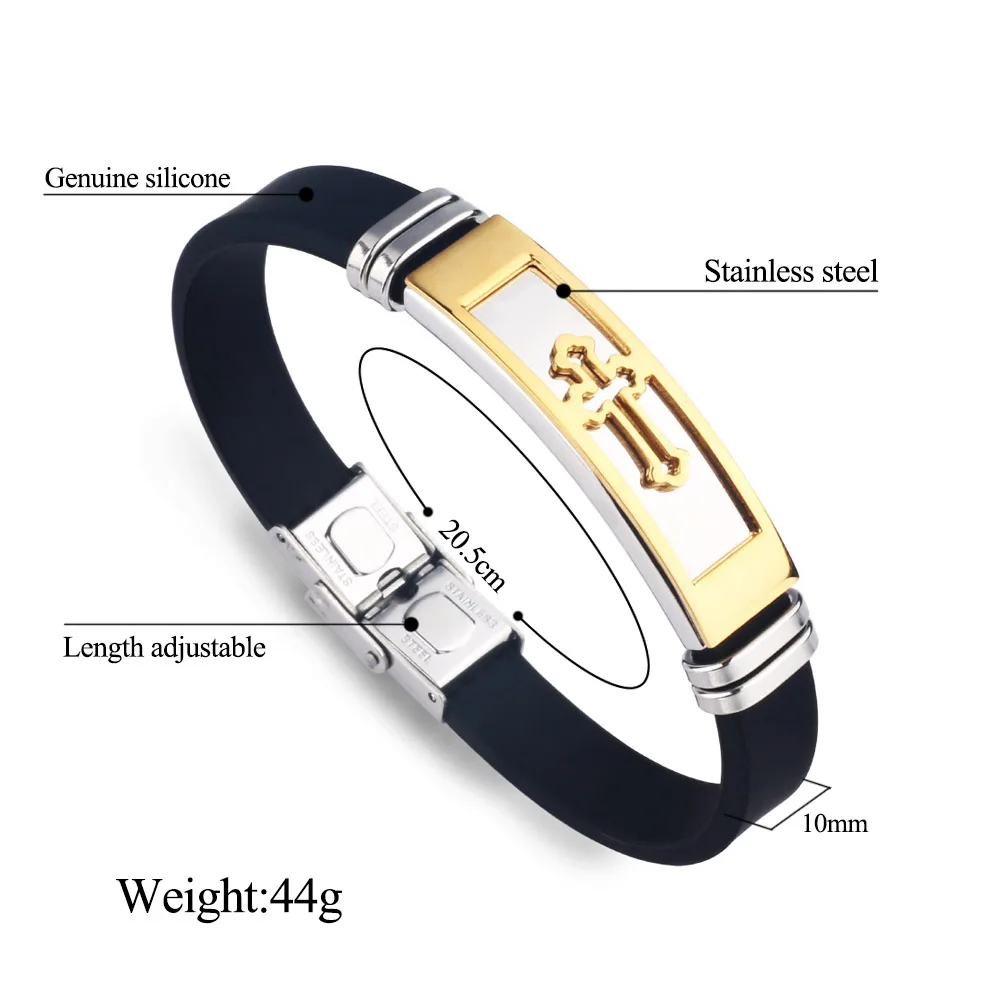 2024 Trend personalisierte Schmuck Edelstahl Kreuz Silikon Armband Vintage Titan Stahl Armbänder Armreifen Manschette Armband M