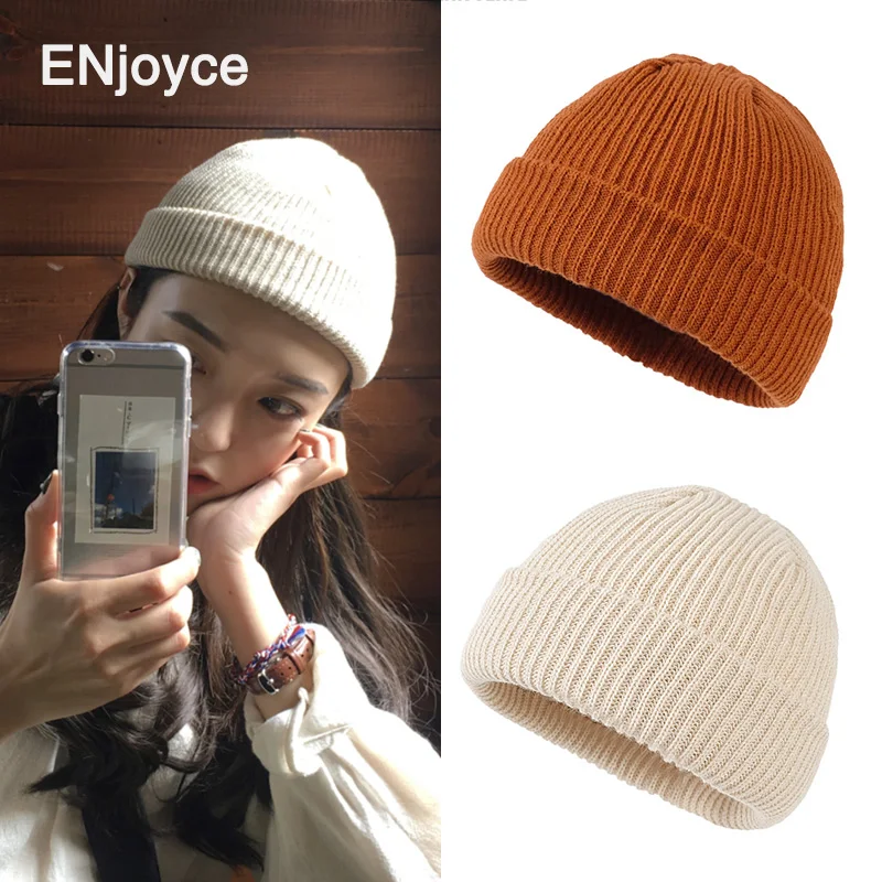 

ENjoyce Autumn Winter Retro Melon Hats Unisex Muti-Color Beanie Skullcap Sailor Hip Hop Caps Men Dome Warm Elastic Knitted Hats