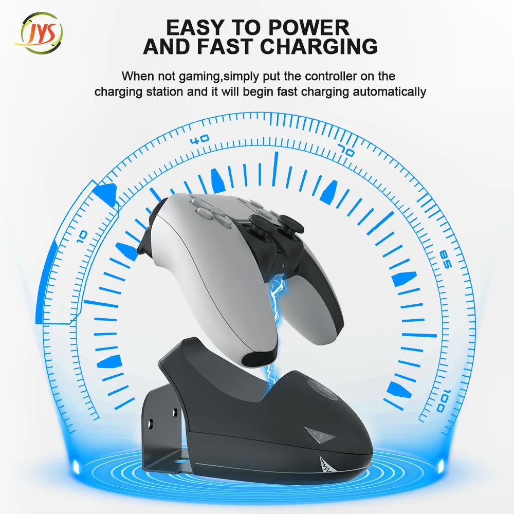 2023 Wall mount shark carregador rápido para PS5 controlador salvando jogo Display Light Para P5 Console Single Seat Chargeing