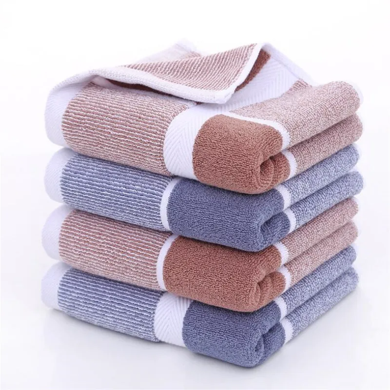 Plain Cotton Hand Towel Checked Stripes Design Terry Cotton Hand Towel Home Textile Face Hand Towel 34x74cm