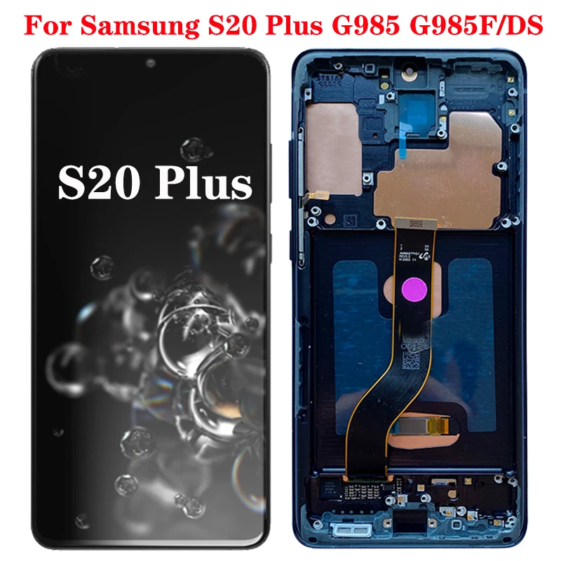 Dead pixel G985F LCD For Samsung  S20 Plus LCD With Frame 1440*3200 S20 Plus SM- G985A G985U G985F/DS Display Touch Screen