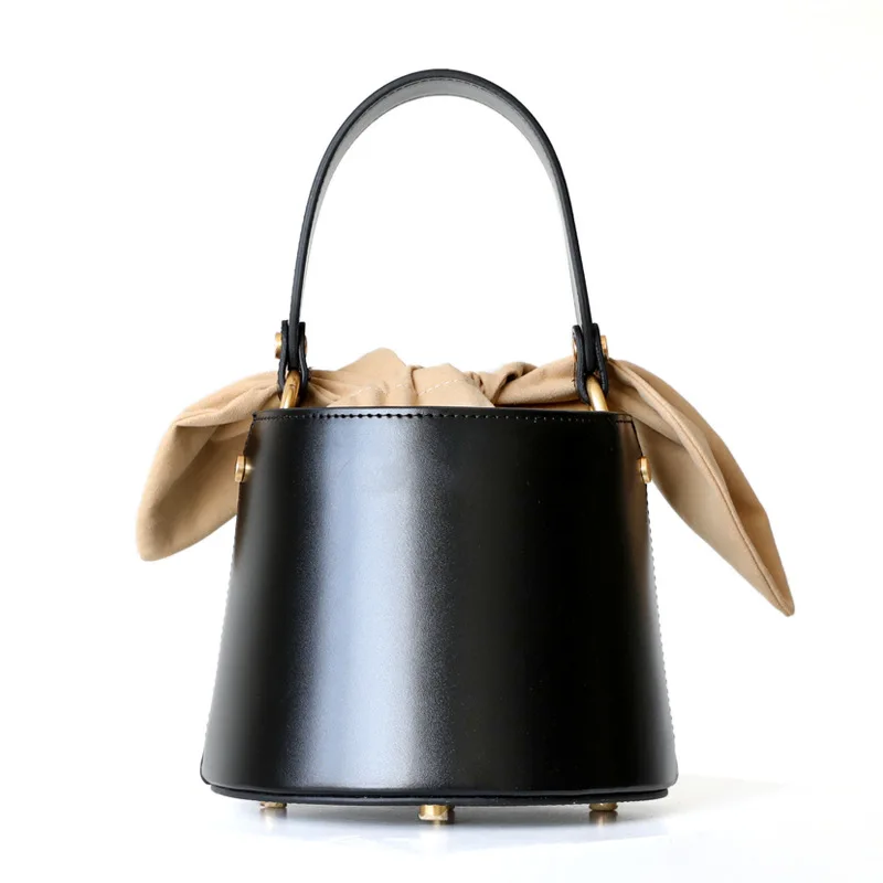 2022 Genuine Leather Girls Bucket Bag Women Real Leather Shoulder Bag Designer Handbags High Quality Ladies Tote Messenger Bags