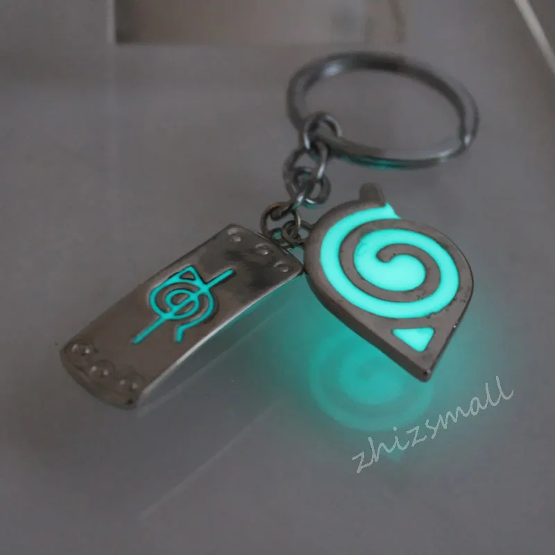 keychain Uzumaki Konoha Logo Anime Keychain key ring GLOW in the DARK Luminous keychain Pendants