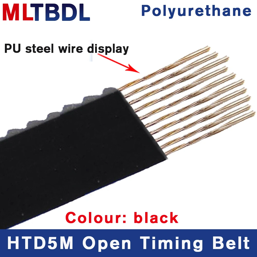 2/5meters HTD5M timing belt Width 15 20 30 40mm Color White Black PU Polyurethane with steel core HTD 5M open Synchronous pulley