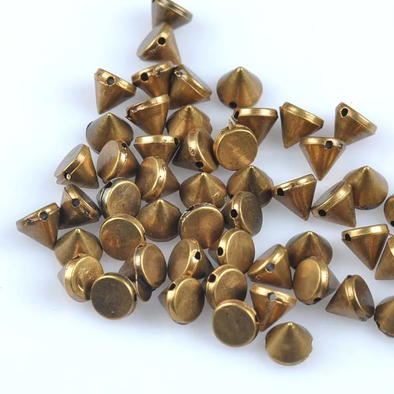 50Pcs/lot bronze/black Sew on Spike Rivet Studs Nail Punk Rock For Bags Dress Clothes DIY Bead Crafts Riveting Garment CP1895