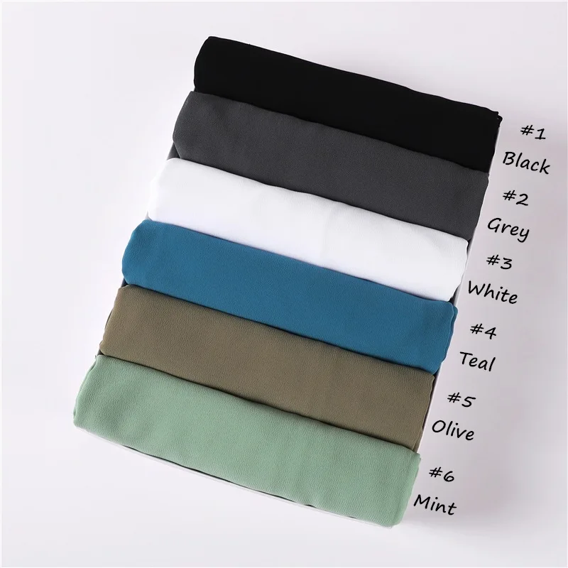 Muslim Fashion Solid Color Chiffon Hijab Scarf With Bandage Non-Slip Women Breathable Islam Long Hijabs Headband Turban Headwrap