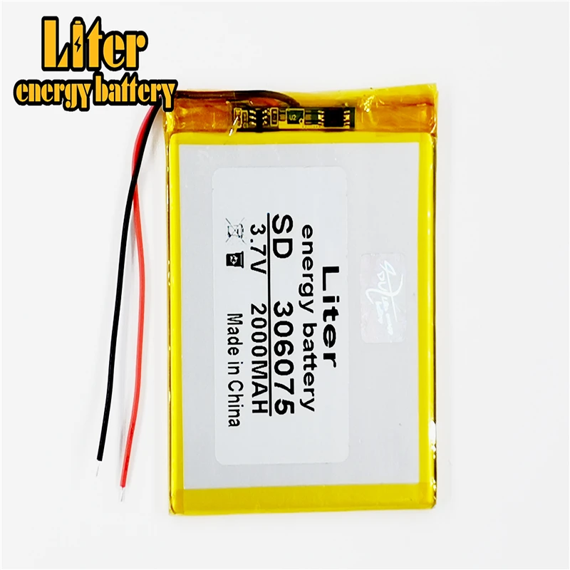 li-po 306075 3.7V 2000mAh Rechargeable Li-Polymer Li-ion Battery For GPS Tablet PC PocketBook 306075PL 4G-15/4K-19 E-book 306075