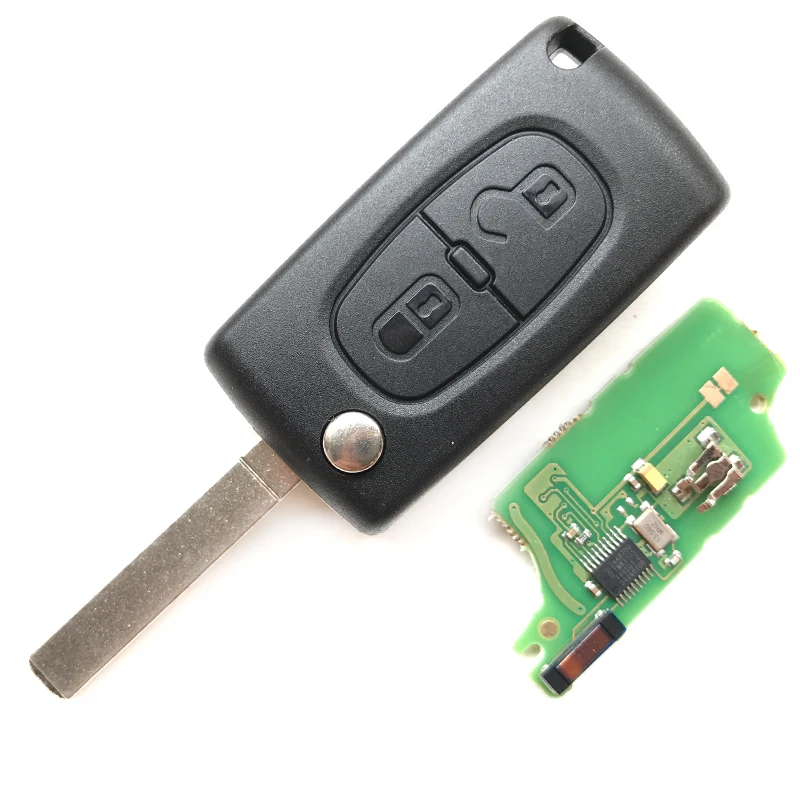 2 buttons 433MHz Remote Key For PEUGEOT 307 408 807 3008 308 207 Car Flip Folding key ID46 Chip CE0536 VA2 Blade