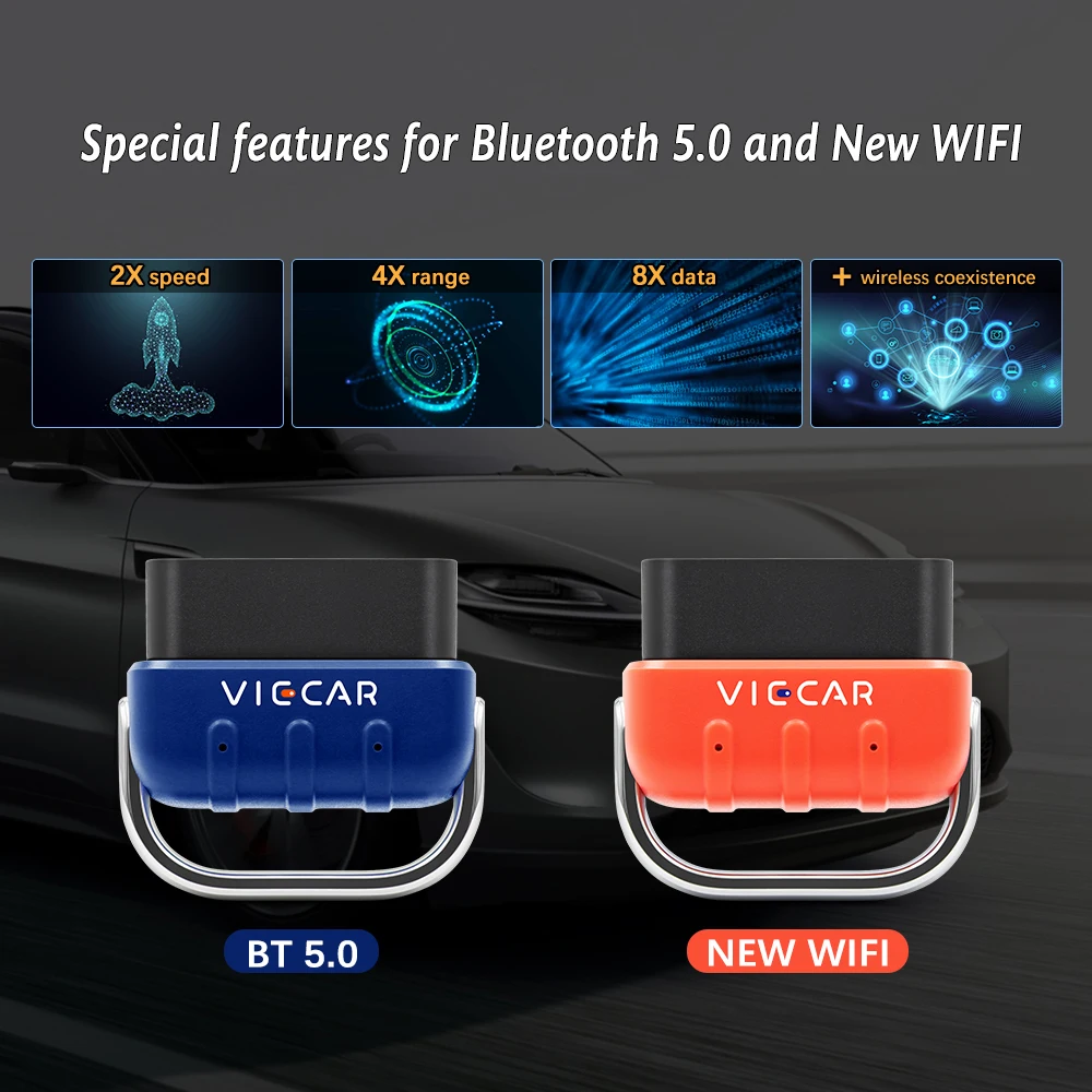 Viecar ELM327 BT 5.0 VP001 VP002 VP003 VP004 VP005 VP006 OBD2 WIFI Car Diagnostic PIC18F25K80 BT4.0 for Android/IOS/PC Scanner