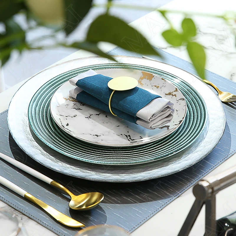 European Style Ceramics Plate Marble Texture Desktop Main Course Western Steak Dish Salad Pasta Plates Kitchen Tableware Suit