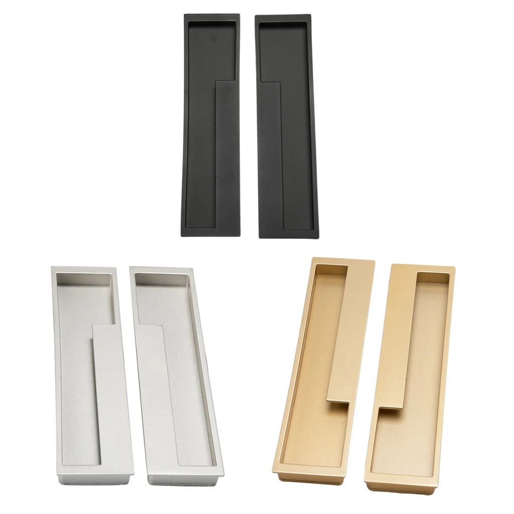 1 Pair Heavy Duty Recessed Flush Pull Finger Insert Door Handle for Sliding Door, Cupboard, Drawer, Cabinets
