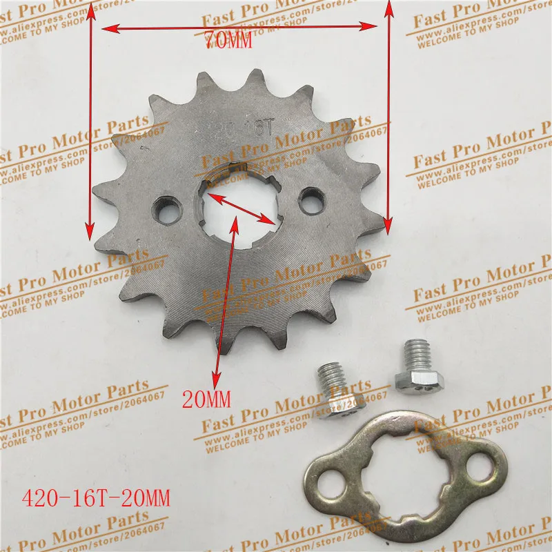 420 16T 17MM 20mm Drive Front Counter Sprocket ATV PitBike Lifan YX Loncin 125 140CC