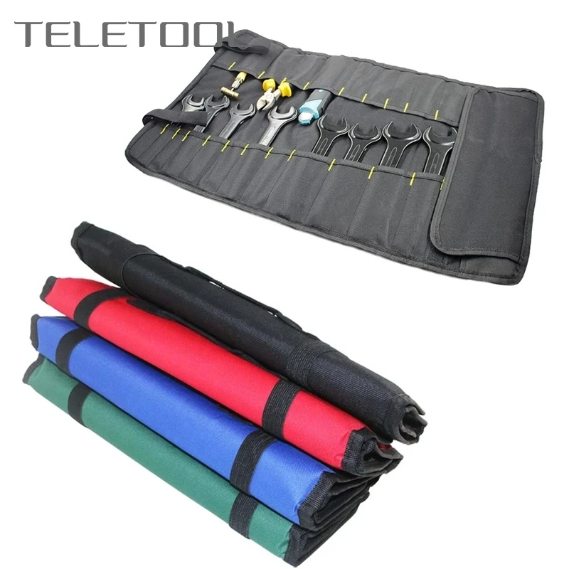 Tas Kunci Pas Lipat Kain Oxford Multifungsi Alat Penyimpanan Gulungan Alat Saku Organizer Alat Pemegang Kantong Portabel 4 Warna