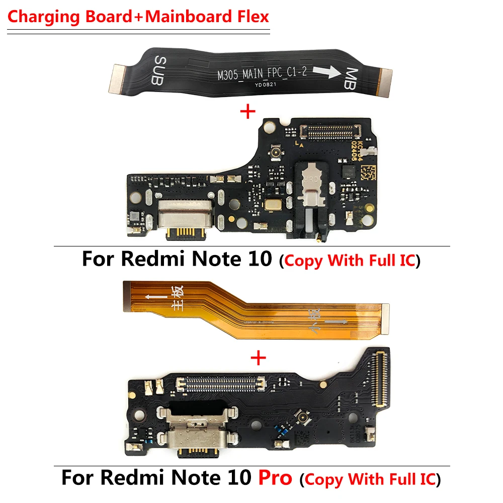 10Pcs，USB Charging Connector Socket Port Main Connector Mainboard Flex For Redmi Note 8 8T 9S 10 7 Pro 10S 11 4G 5G fast charger