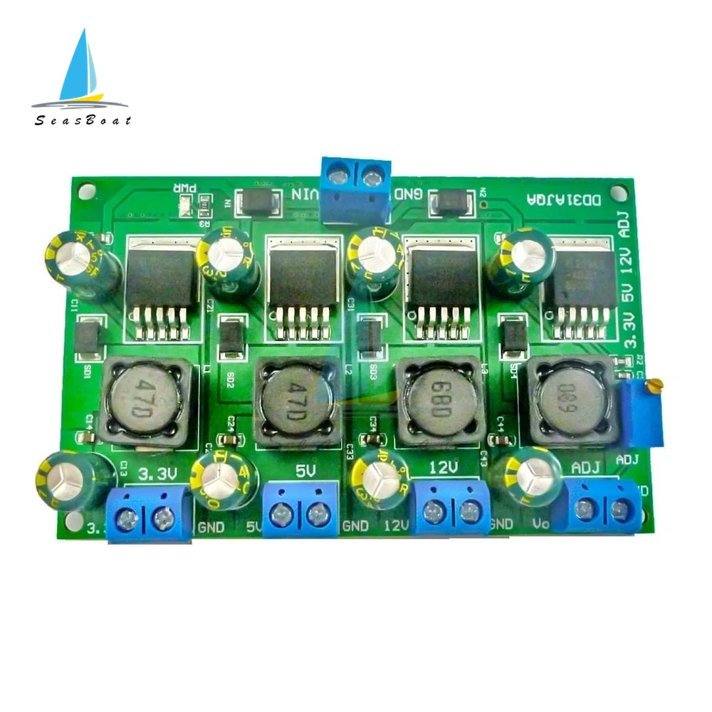 3A 4CH DC-DC Step-Down Converter Module Voltage Regulator Board 4.5-30V to 3.3V 5V 12V Adjustable Output Buck Power Supply Board