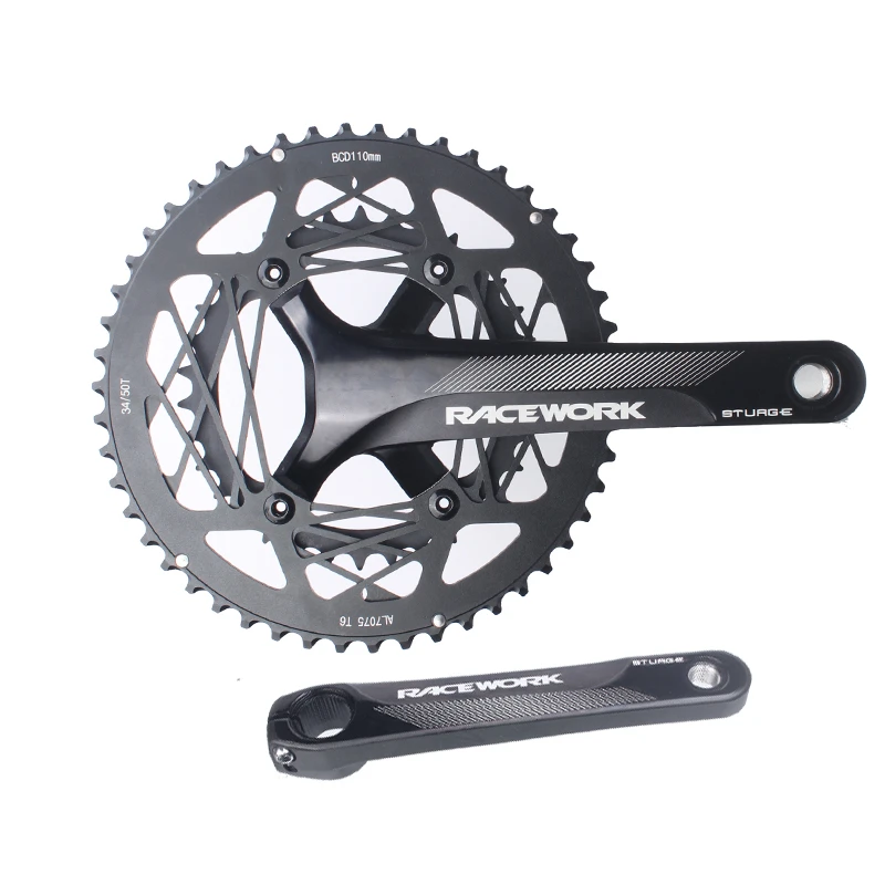 

Road Bike Crankset 110BCD 170mm Crank Hollow Double Sprockets 50-34T 53-39T Chainring With Bottom Bracket 10/11s Bicycle Crank