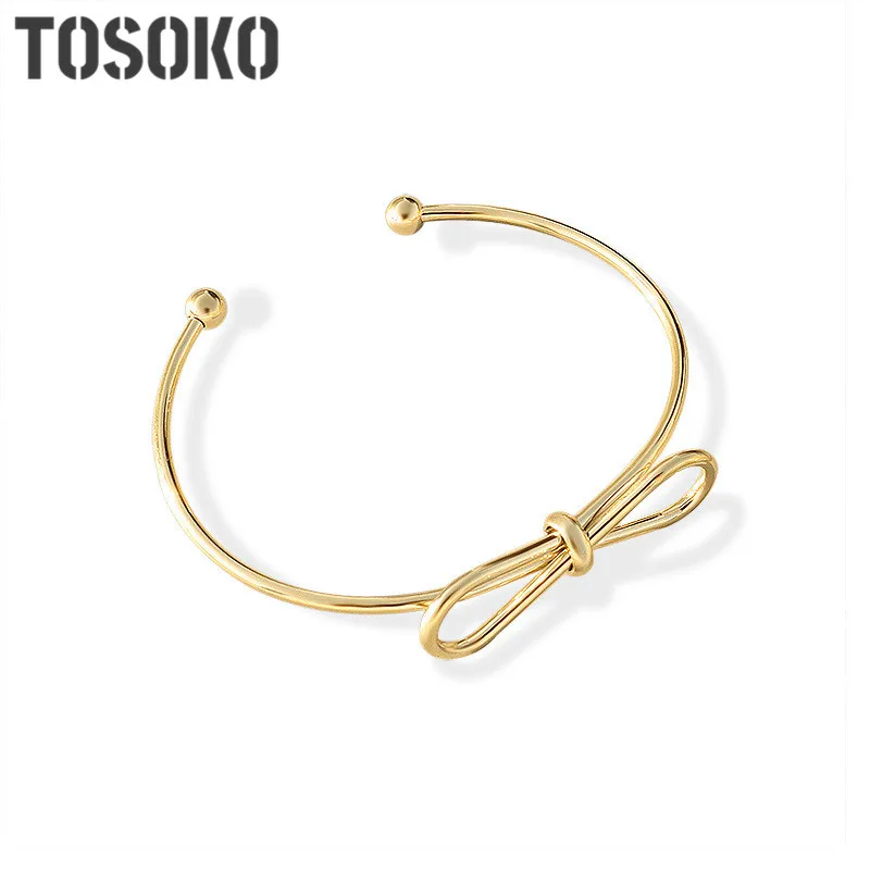 TOSOKO Stainless Steel Jewelry Ins Bow Bracelet Lovely Bracelet For Women BSZ209