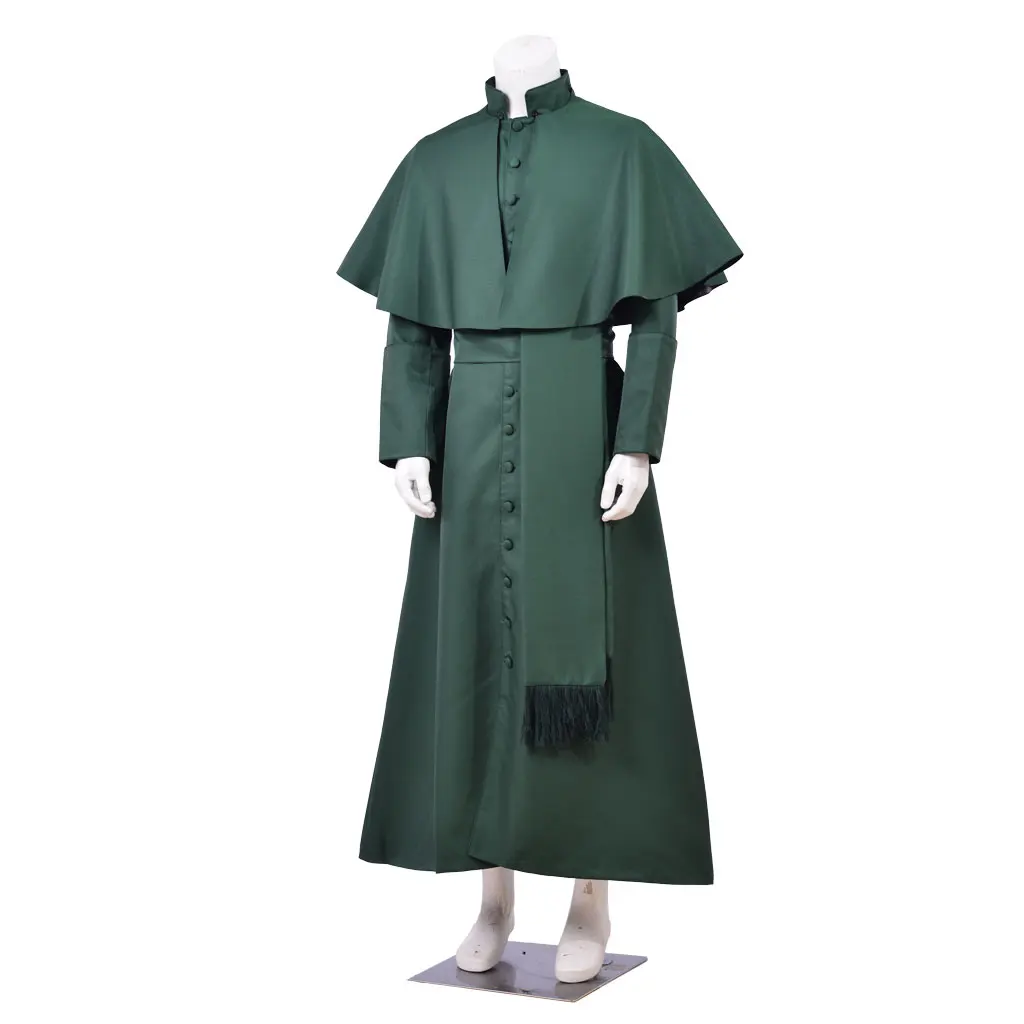 Cosplaydiy Roman Soutane Cassock Cosplay Costume Adult Medieval Clergy Robe Cloak Cassock With Belt Custom Made