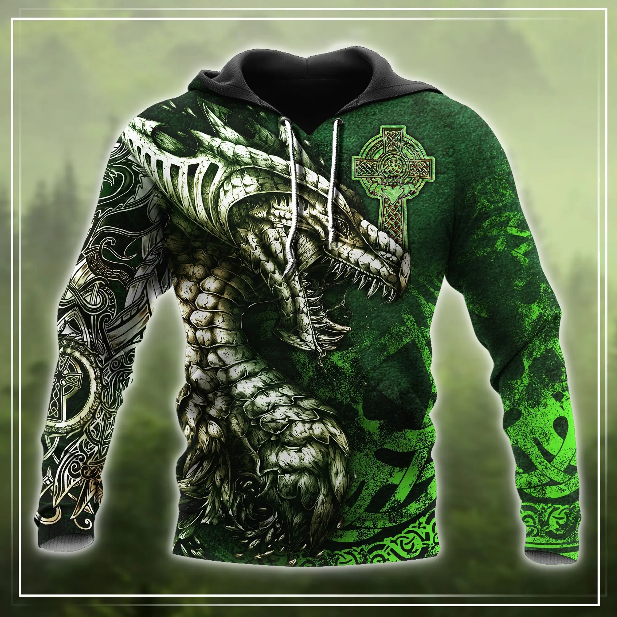 Beautiful Dragon Tattoo Green 3D Printed Men Hoodie Autumn and winter Unisex Sweatshirt Zip Pullover Casual Streetwear KJ427