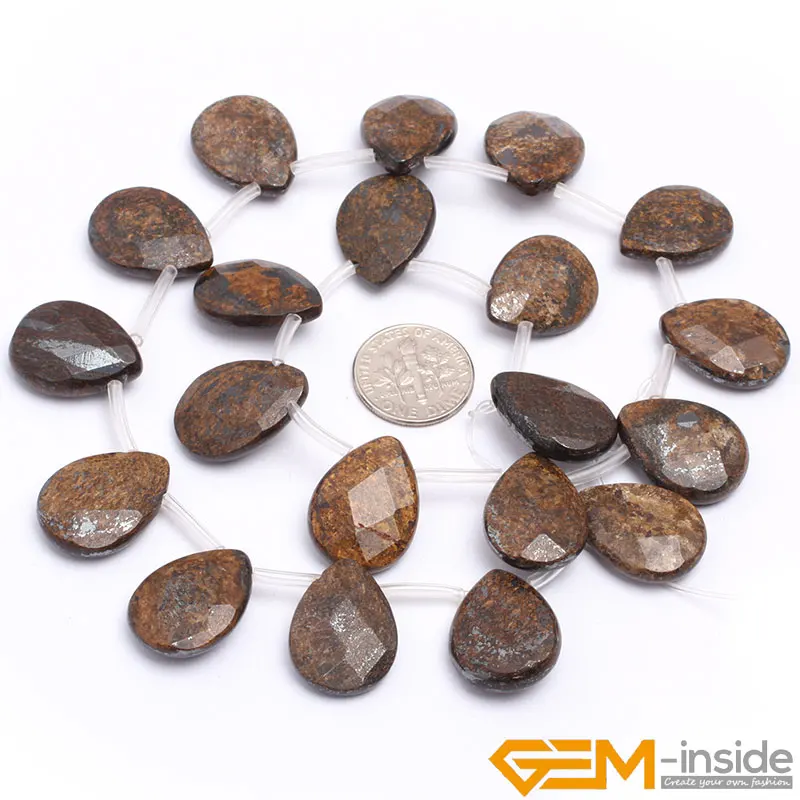 Natural Stone Bronzite Jaspers Teardrop Top-Drilled Bead For Jewelry Making Strand 15 Inch DIY Jewelry Bracelet Bead