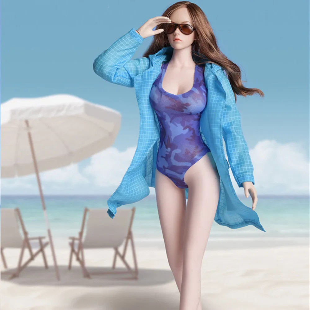 Женский камуфляжный купальник в масштабе 1/6, комбинезон с низким вырезом, солнцезащитный костюм, комплект для 12-дюймовой экшн-фигурки, сделай сам, FG045