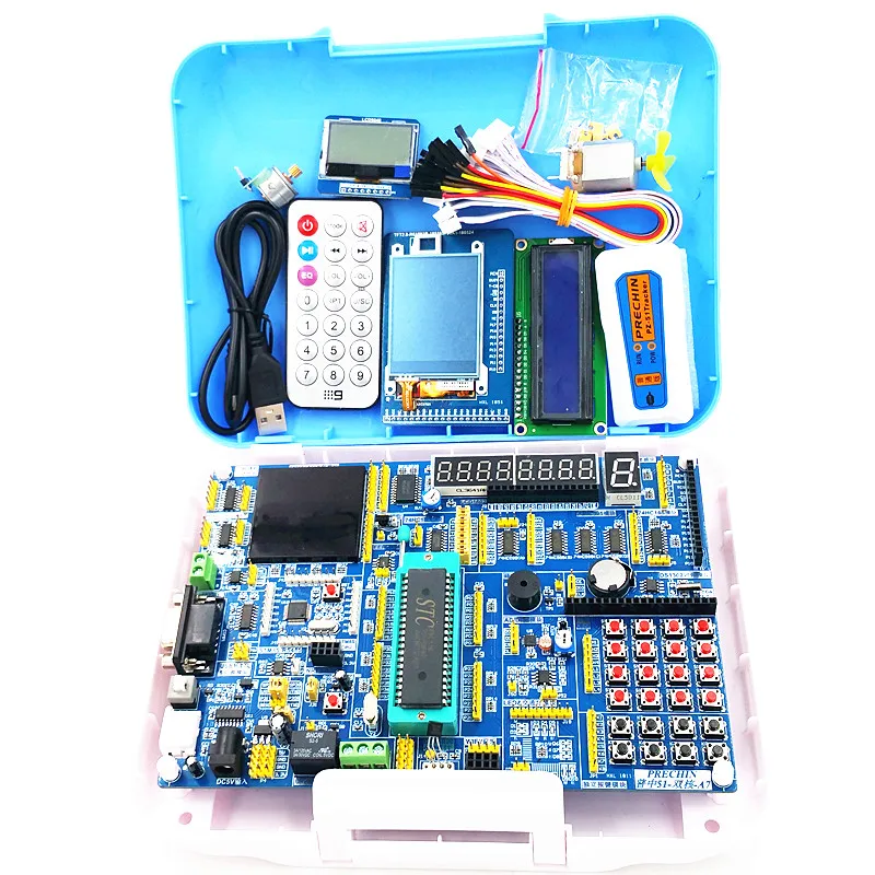 51 MCU Development Board STC89C516 + STM8S105C Dual Core AVR Learning Board + Touchable Color LCD + Motor + AD DA + 51 Simulator