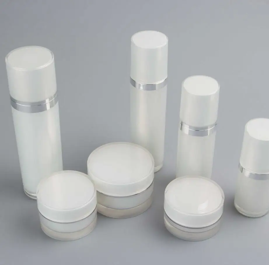 60 ml perlweißes Acryl gerade runde Form Lotionspresse Pumpe Plastikflasche Lotionsemulsion Serum Grundierung Hautverpackung