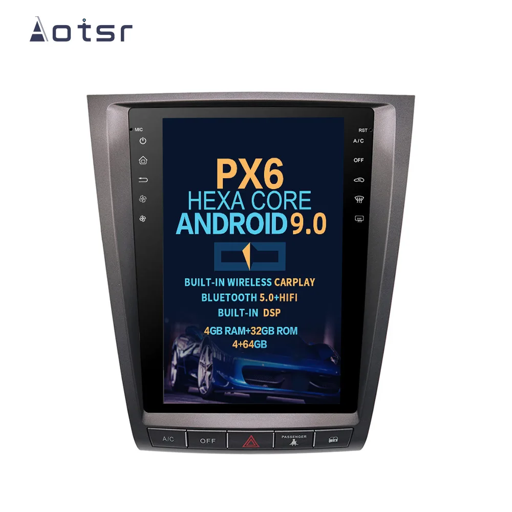 

AOTSR Android 9 Car Radio Coche Tesla Screen Autoradio For Lexus GS GS300 GS350 GS450 GS460 2004 2011 GPS Navigation DSP Player