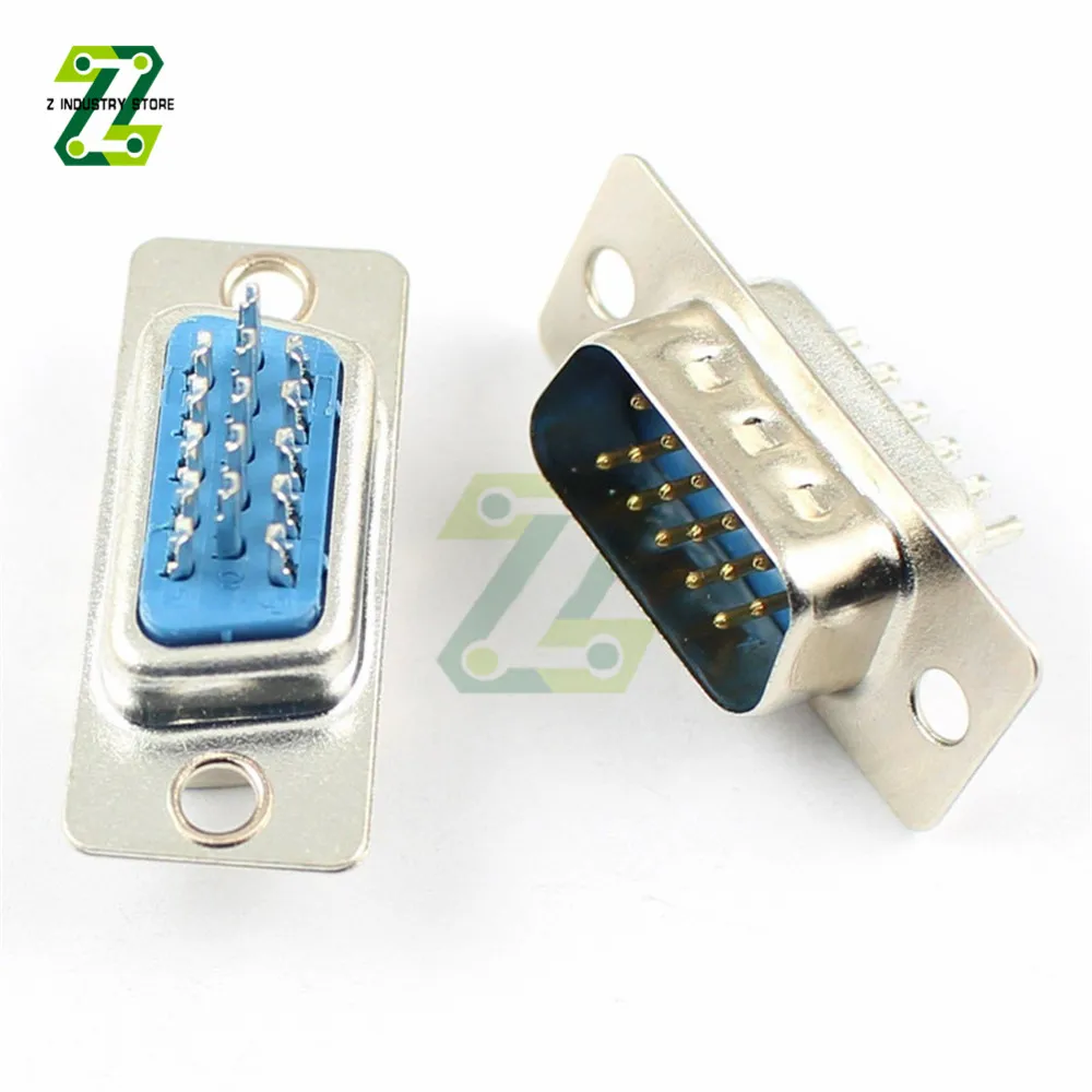 5PCS DB15 Connector VGA Socket Connector Adapter 3 Row Solder Type Male Plug Socket Converter D-SUB