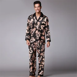 Pijama con estampado de dragón para hombre, traje de noche con pantalones de manga larga, ropa de casa, novedad