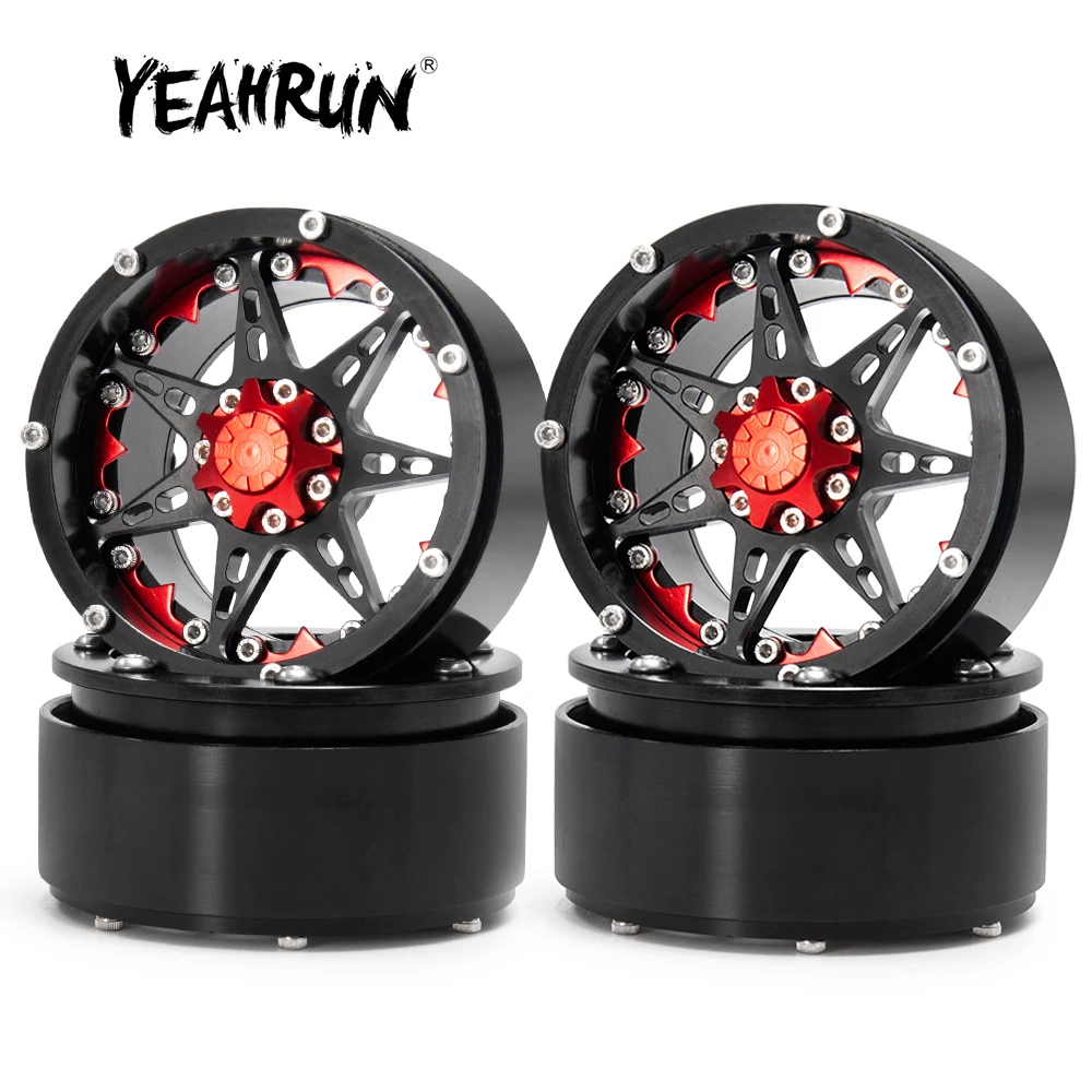 YEAHRUN 2/4 szt. Metalowe koło 2.2 Beadlock Koła Felgi do 1/10 RC Crawler Car Axial SCX10 TRX-4