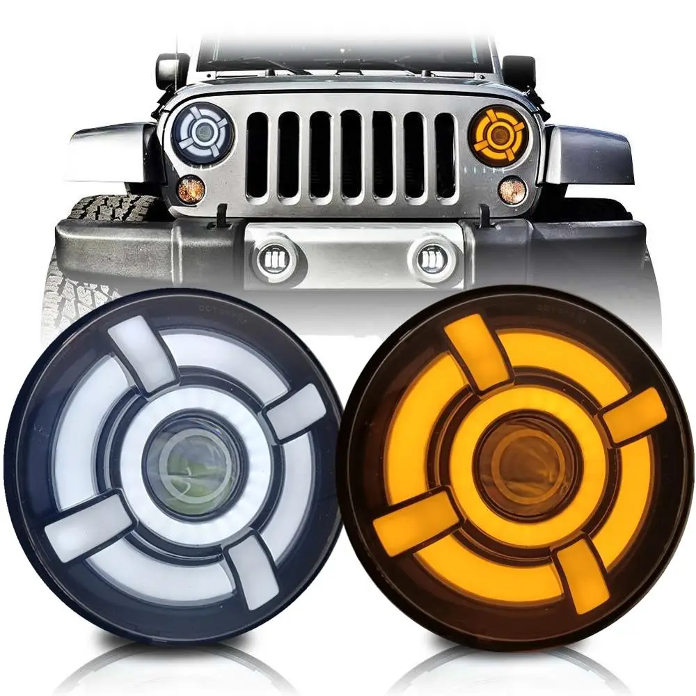 

2pcs 7 inch Led Headlight Offroad Hi Low Beam DRL Turn Signal 7" Headlamp for Jeep Wrangler Motocycle Lada Niva 4x4 UAZ